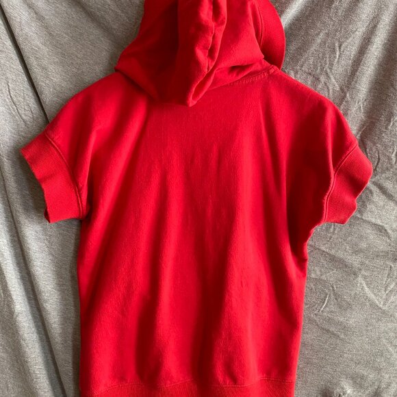 Michael Kors Sz SMALL Hoodie Full Gold Zip French Terry Knit Red Top - Picture 4 of 6